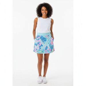Lilly Pulitzer Luxletic Skort Size S Blue Floral Pocket Tennis Golf  Line